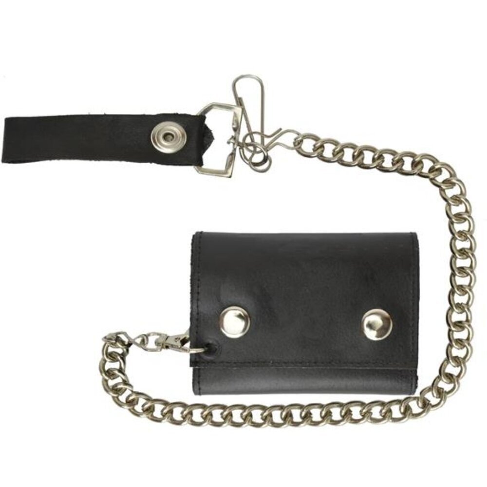 Biker's Wallet ID Card Holder w/ Chain Trifold New